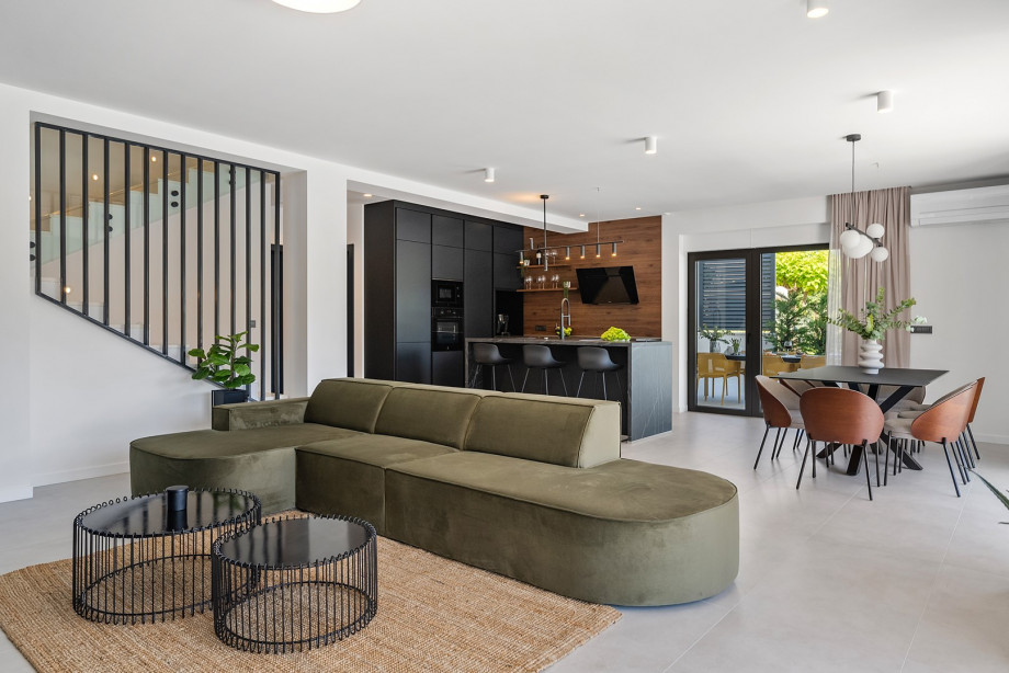 stylish living room with a sofa and TV