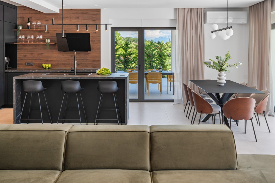 stylish living room with a sofa and TV