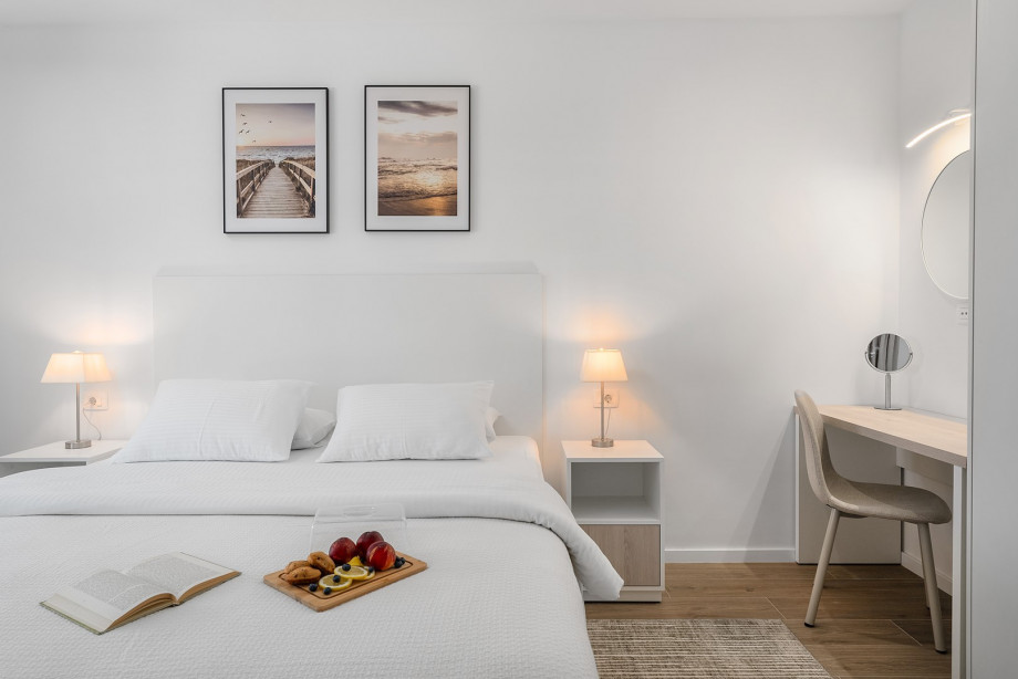 Bedroom NO 3 with aTV, air conditioning, and sliding door to the pool area