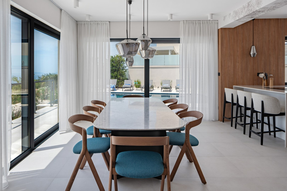 A dining table with spectacular sea views
