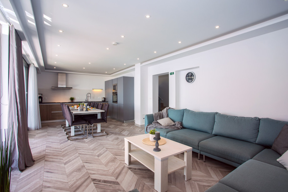 There is also a very comfortable and elegant couch, flat screen TV, free WiFi, fully equipped kitchen