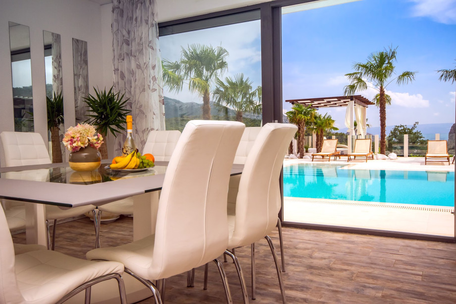 Very modern dining room with wonderful view on outside area