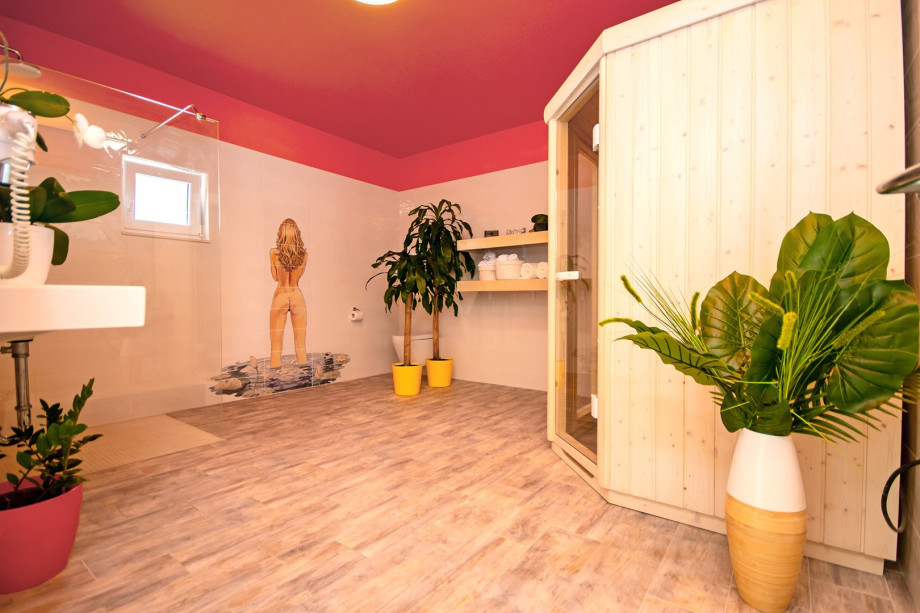 Sauna with a shower and toilet on the ground floor