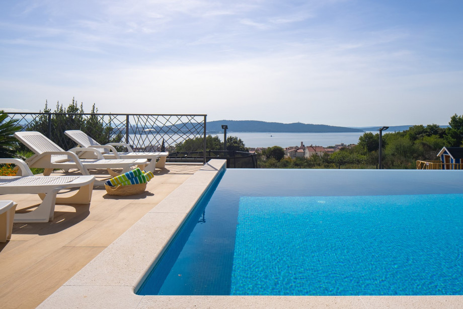 Spacious sun deck area with sea views