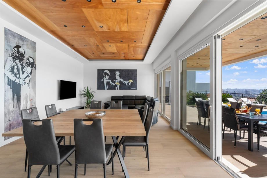 Dining area with dining table for 8 people