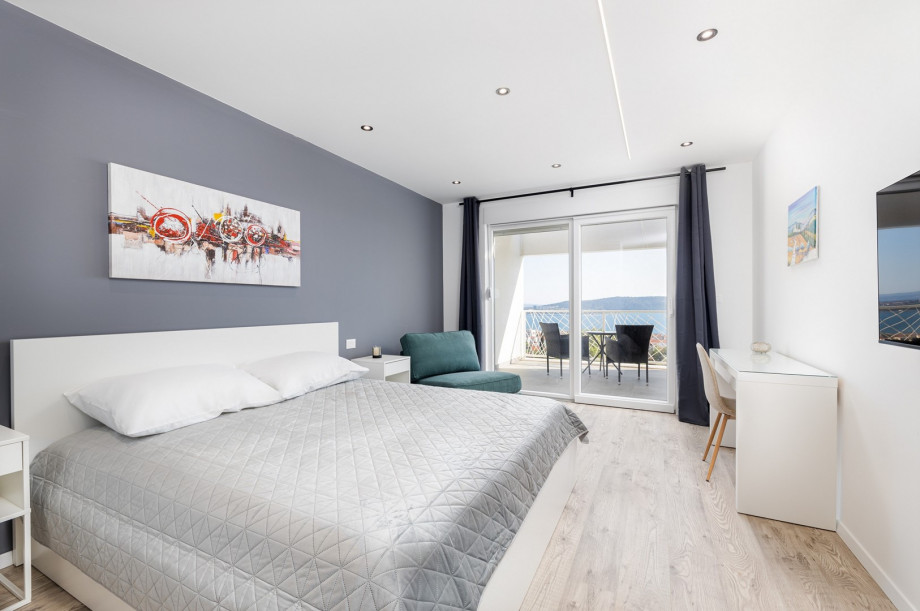 Bedroom No3 with a king size bed, TV, A/C; en-suite bathroom, balcony