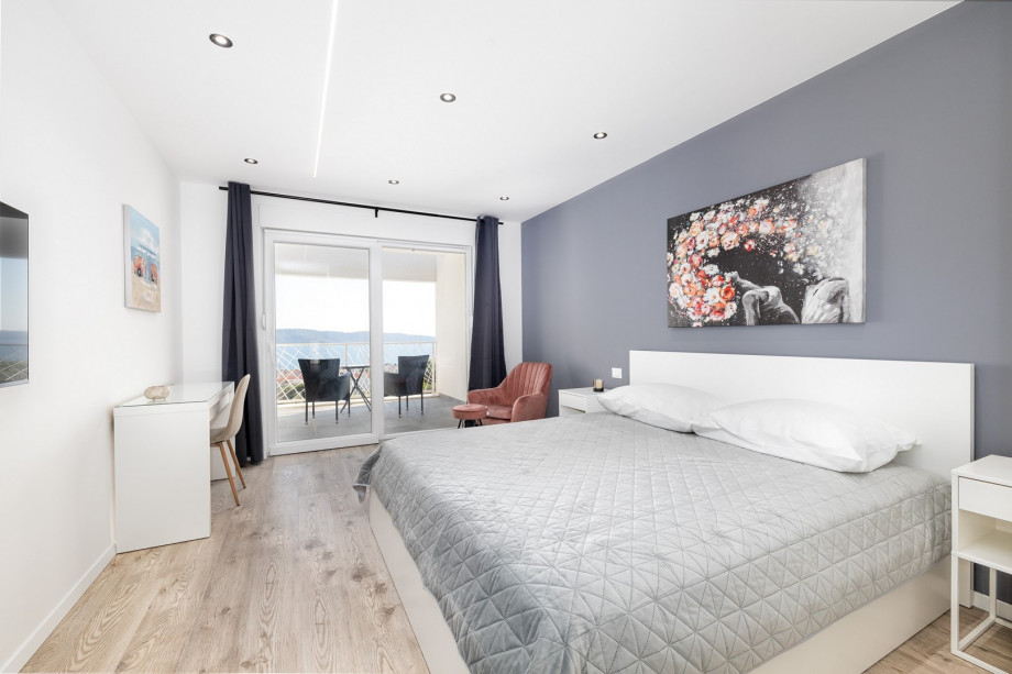 Bedroom No4 with a king size bed, TV, A/C; en-suite bathroom, balcony