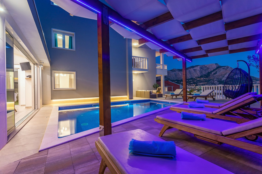 Enjoy evenings at pool area with carefully selected lights around