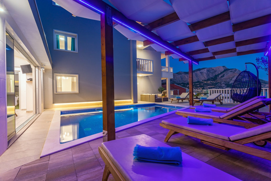 Enjoy evenings at pool area with carefully selected lights around