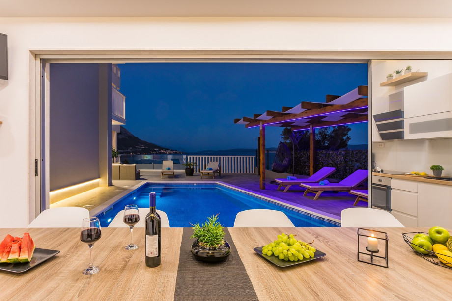 Night view from the summer kitchen