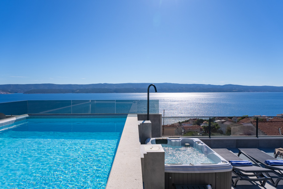 NEW Seaview Villa Gabriel with a private heated pool and a hot tub