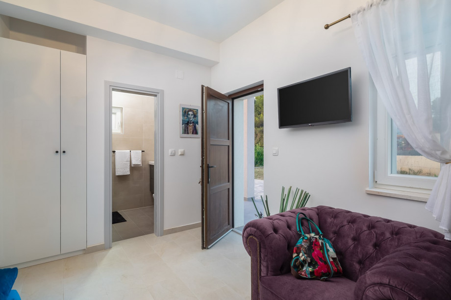 Equipped with a working desk, A/C, TV, a sofa bed 160x190cm, and an en-suite bathroom with shower