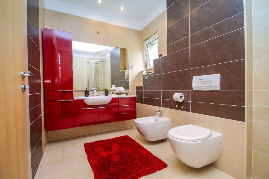 One family bathroom with a shower