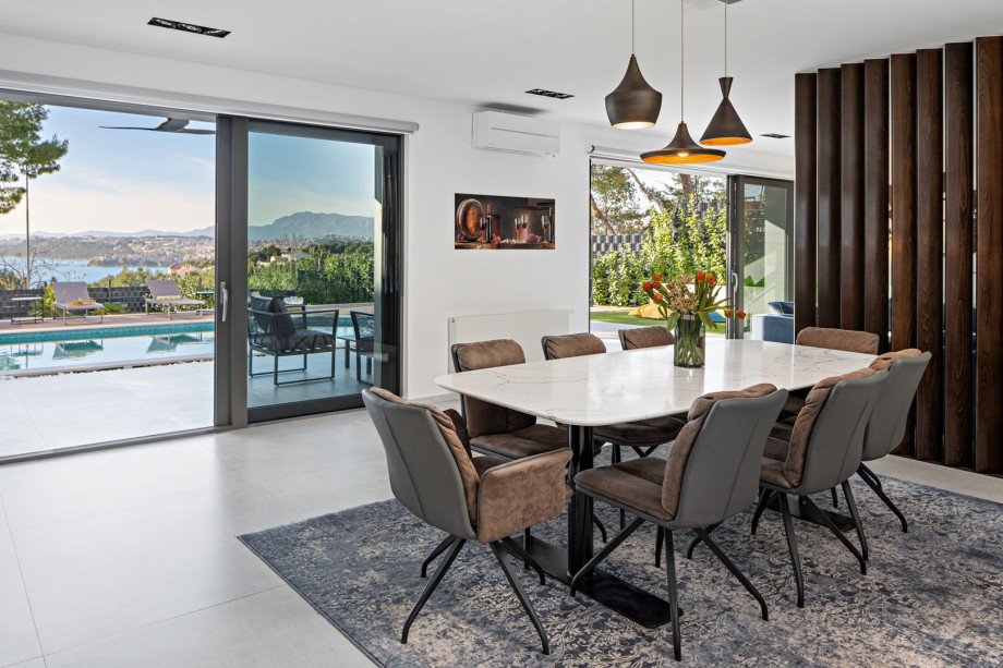 Spacious dining area filled with natural light