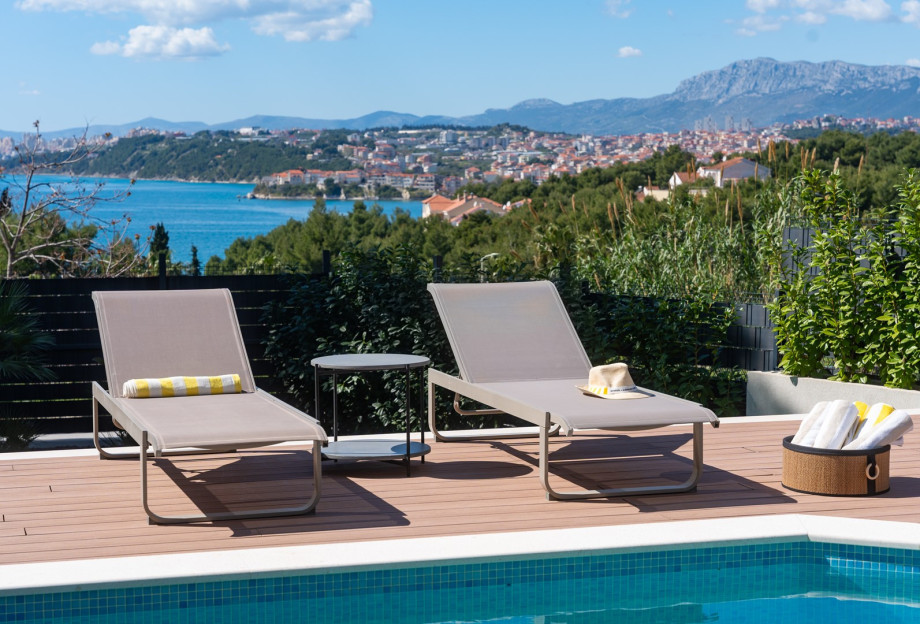 Its spacious and bright interior provides a view of Split's cityscape and the sea.