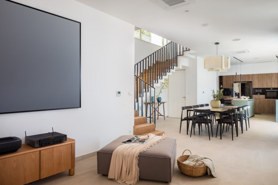 a modern open concept kitchen and living room