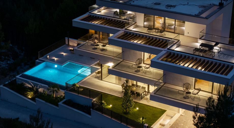 Villa Briig spans three thoughtfully organized levels, each featuring high-end furnishings and meticulous attention to detail.