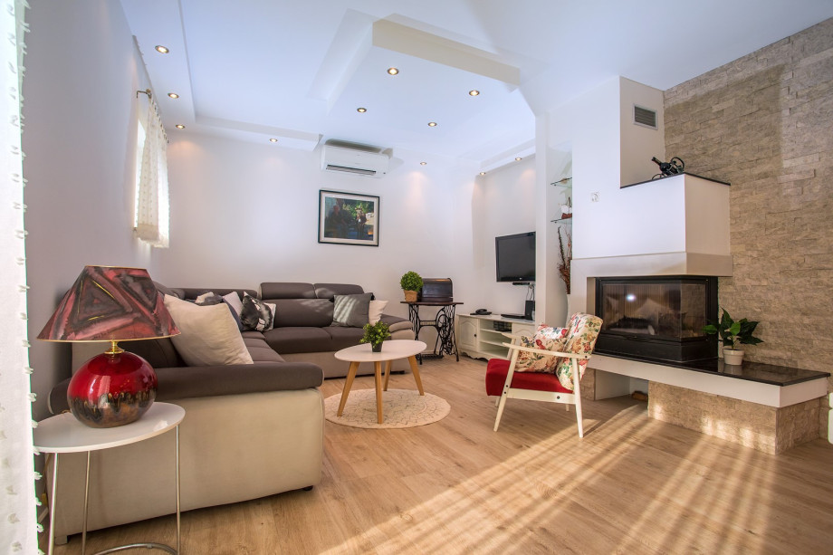 Comfortable living area with fireplace