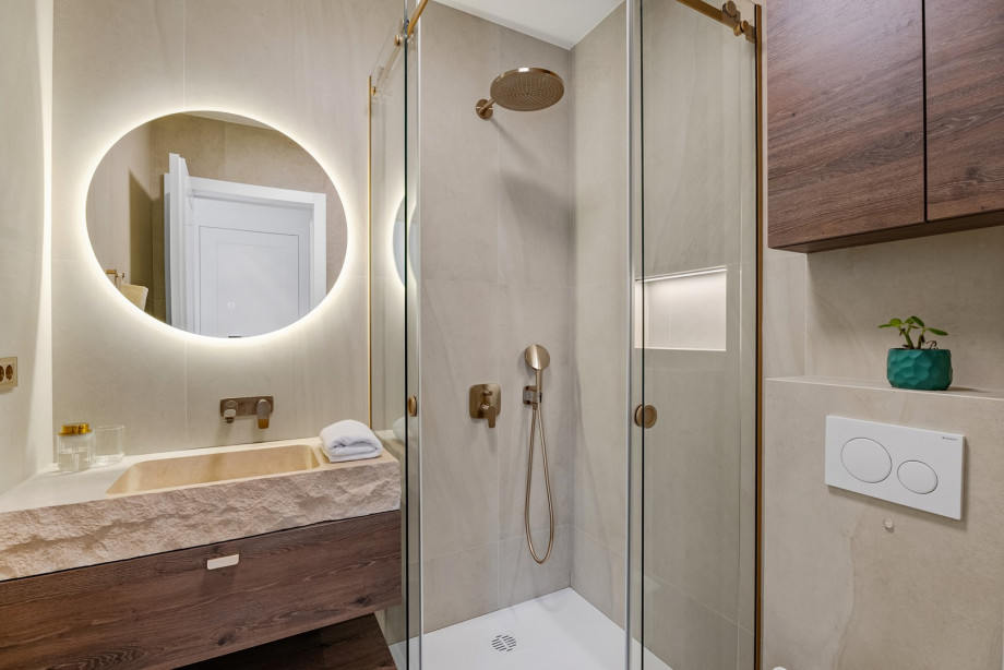 Family bathroom with a shower