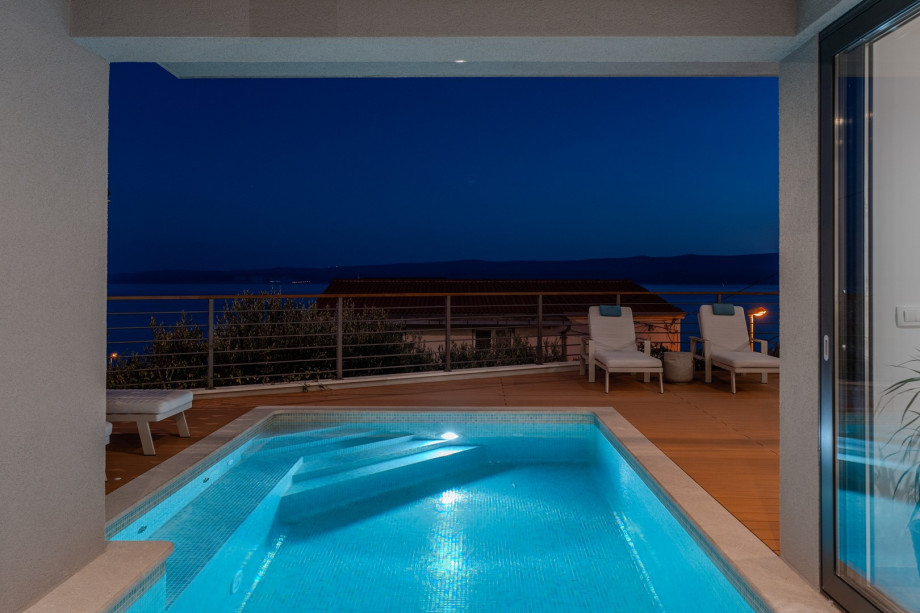 Private pool with amazing views of the Adriatic Sea and island Brač