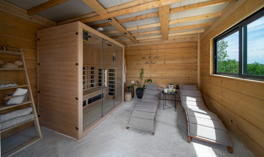 A relaxing sauna that accommodates several people