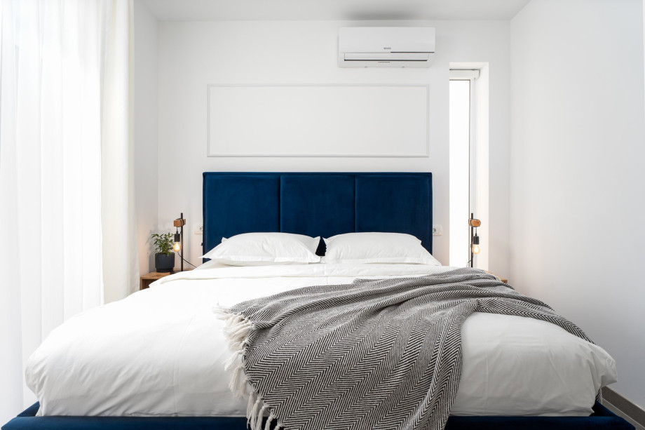 A bedroom No1 is located on the ground floor with king-size bed, TV, A/C