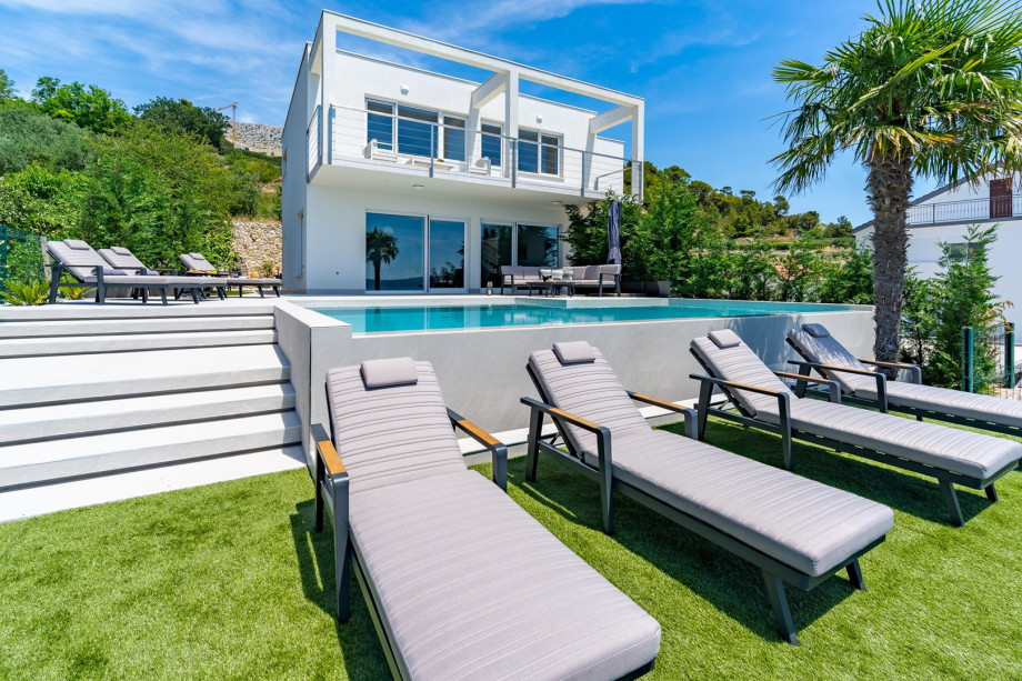 Llounge corner for relaxing and enjoying the amazing views on the Adriatic sea from every corner, and an outdoor shower