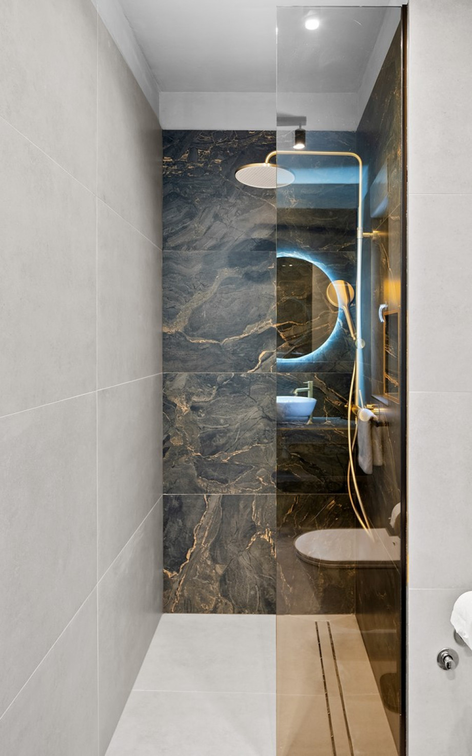 Meticulously decorated bathroom with everything you need