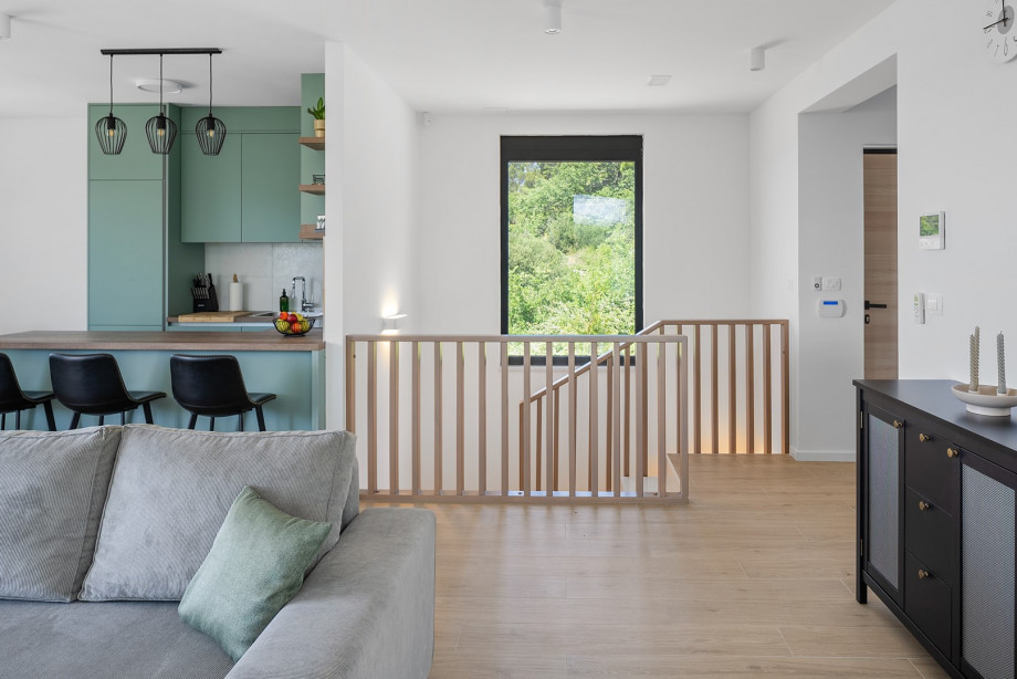 The kitchen island has all the amenities a modern guest needs.