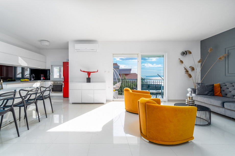 The first floor offers a stylish and comfortable living area