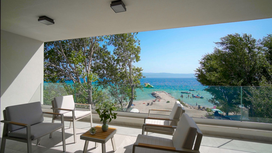 A comfortable balcony with breathtaking sea and beach views