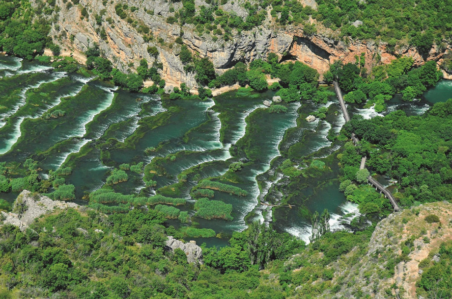 Breathtaking view from above of National Park Krka