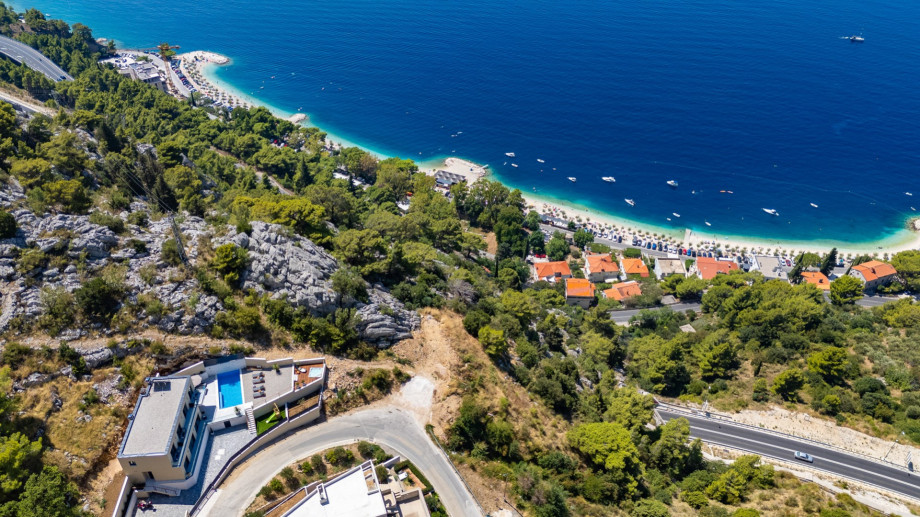 Beautiful views of the sea, Omiš sandy beach, neighboring islands