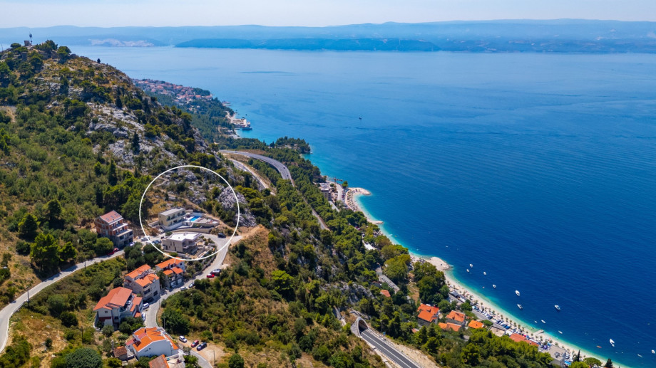 Marked position of Casa Vita near Omiš town