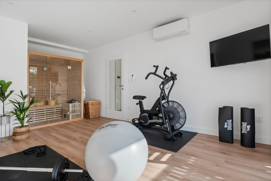 Relaxing zone for your soul and body with an indoor Gym area with a Finnish sauna