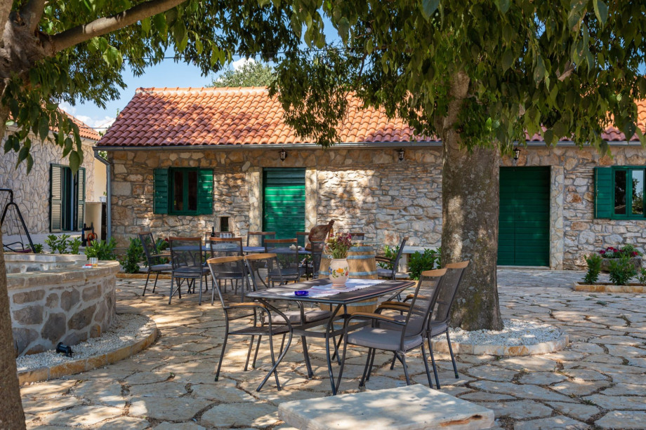 Enjoy the natural and thick shade created by an over 200-year-old Mediterranean hackberry tree