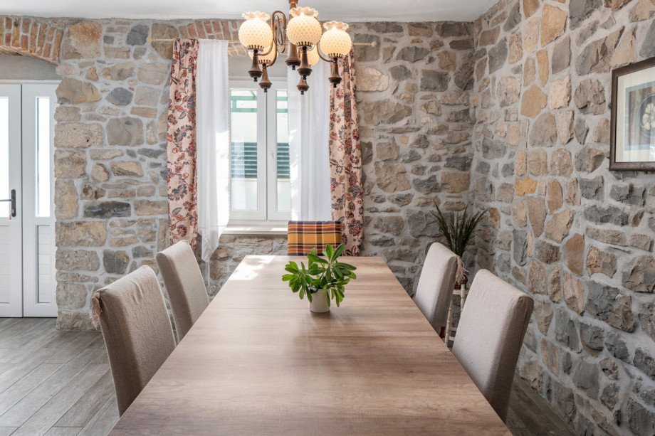 Dining area with dining table for 8 people