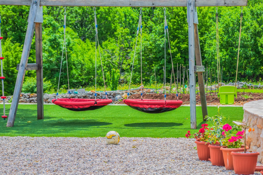 Playground with swings and a slide