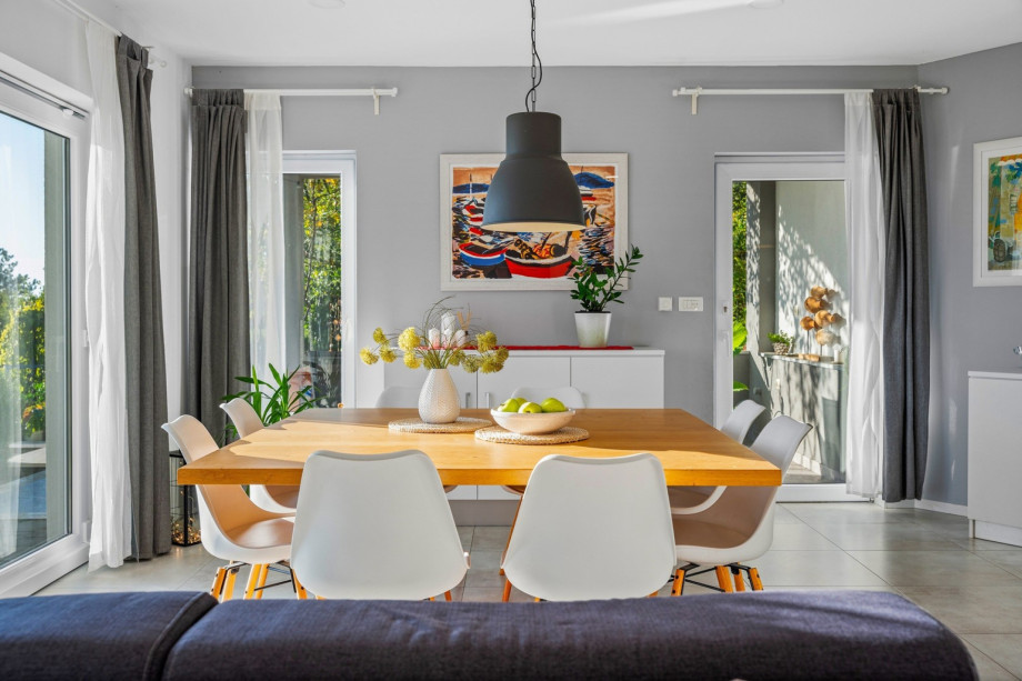 Living area with a fully equipped kitchen