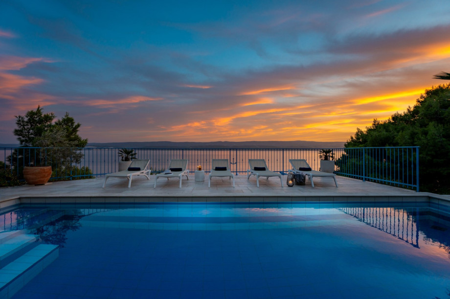 Stunning sunset view next to the pool area