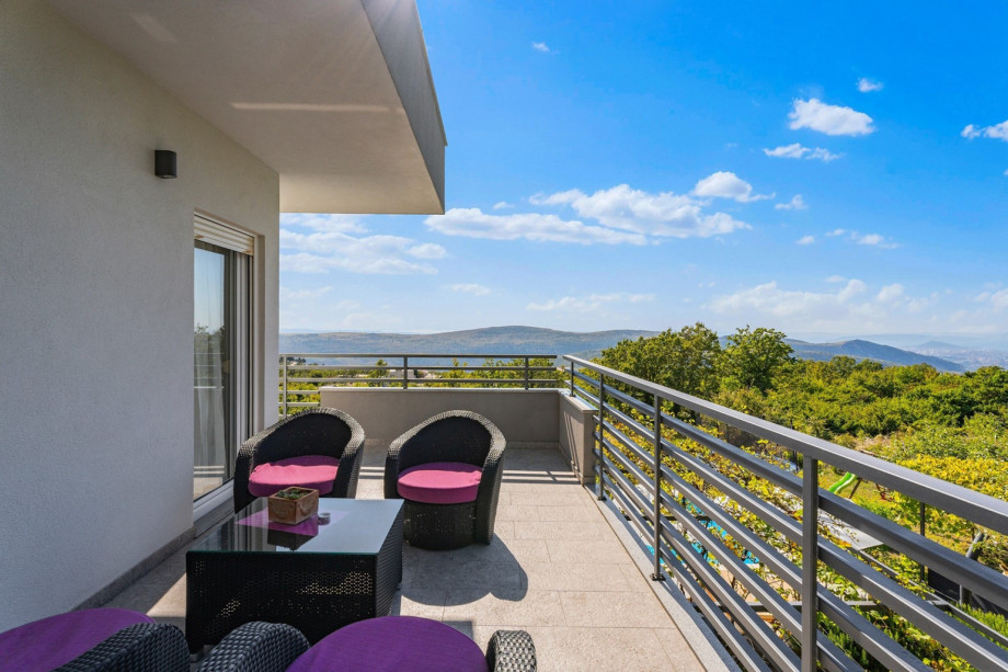 Lounge furniture on the first floor terrace with amazing panoramic view