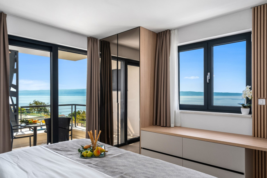 Bedroom NO4  with private terrace with sea and pool views