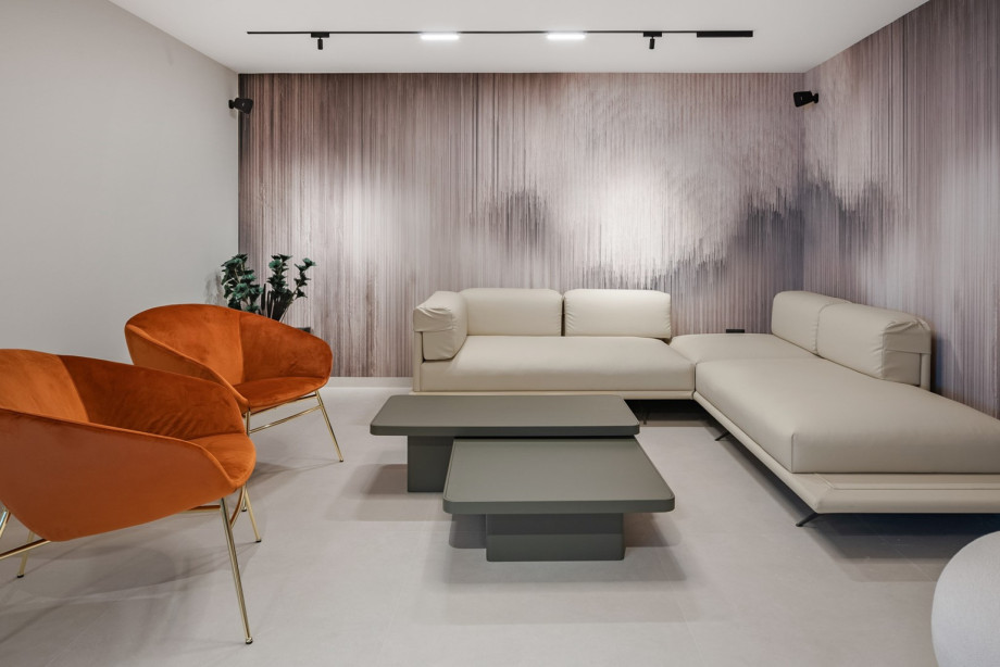 Chic living room with a flat-screen TV, air conditioning, couches