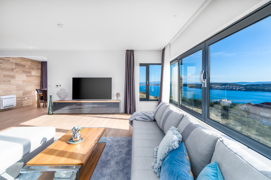 Cozy living area with sea views