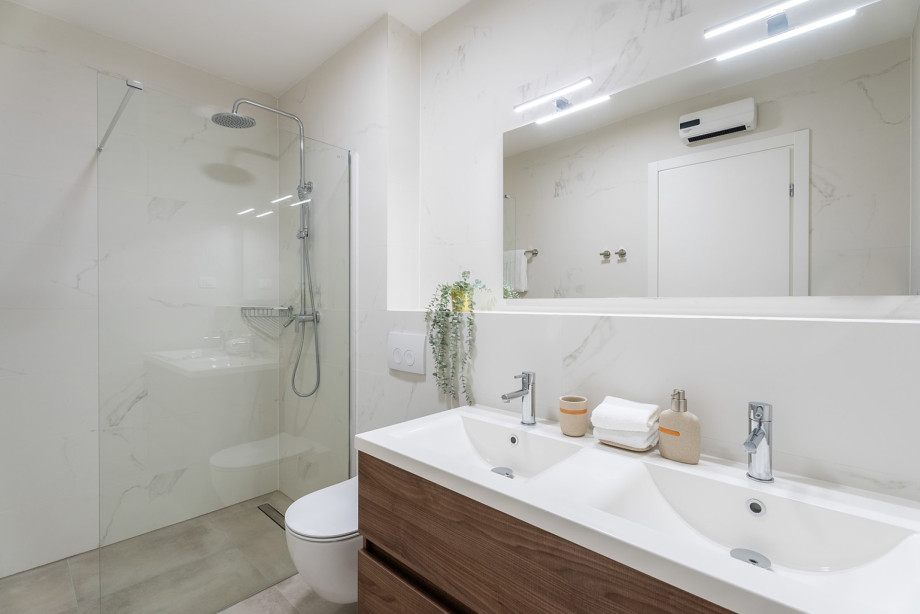 En suite bathroom with  a shower.