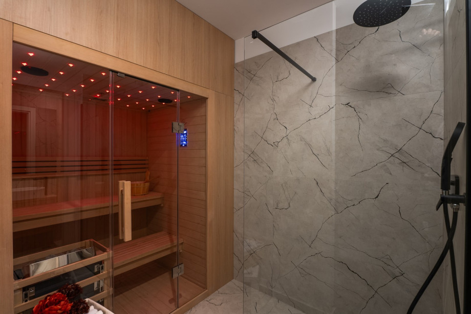 Finnish sauna with shower