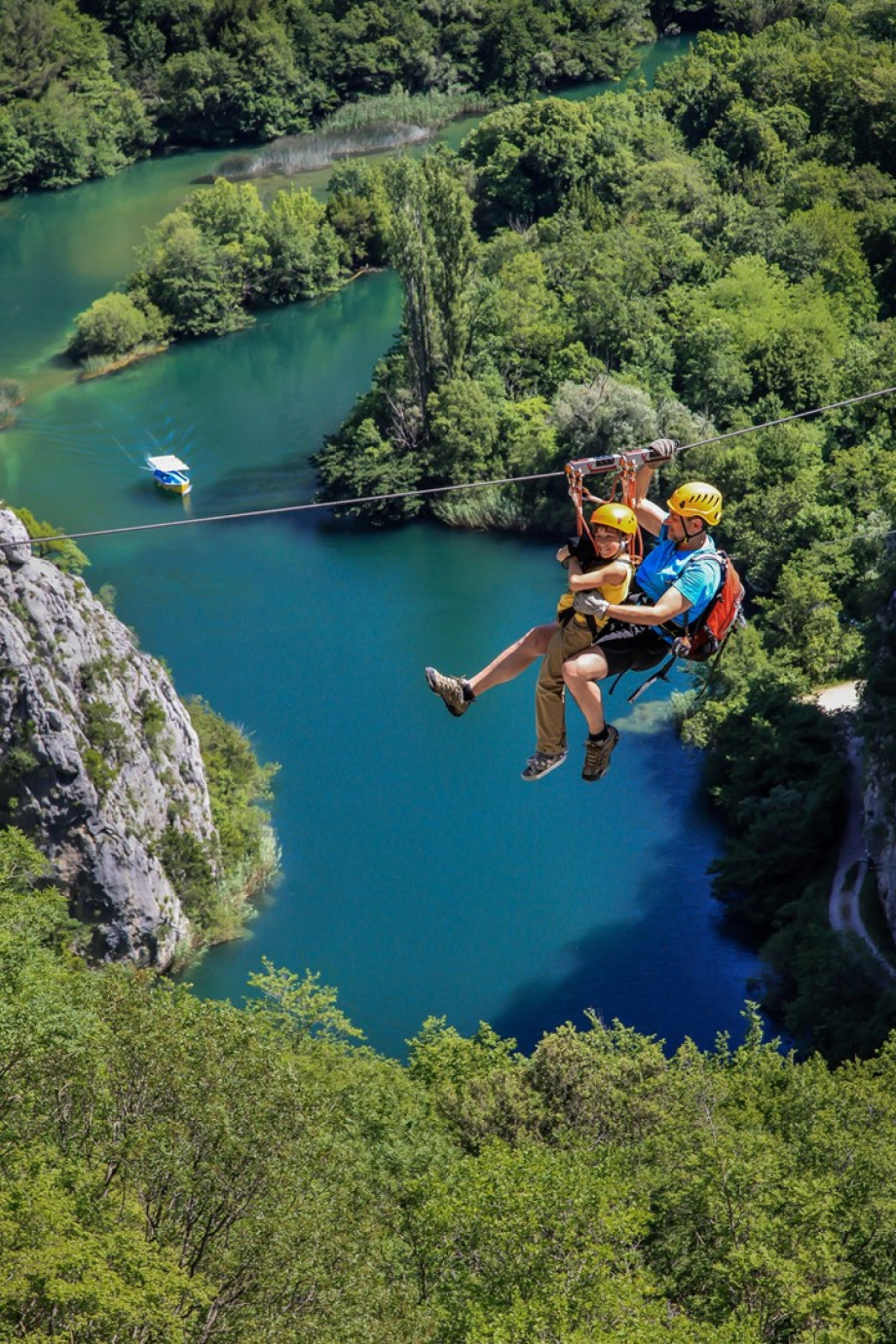 Zip- line above the canyon of river Cetina