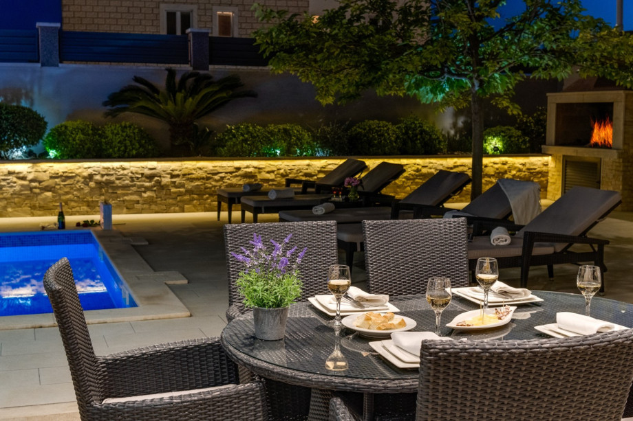 Enjoy evenings at the pool area with carefully selected lights around