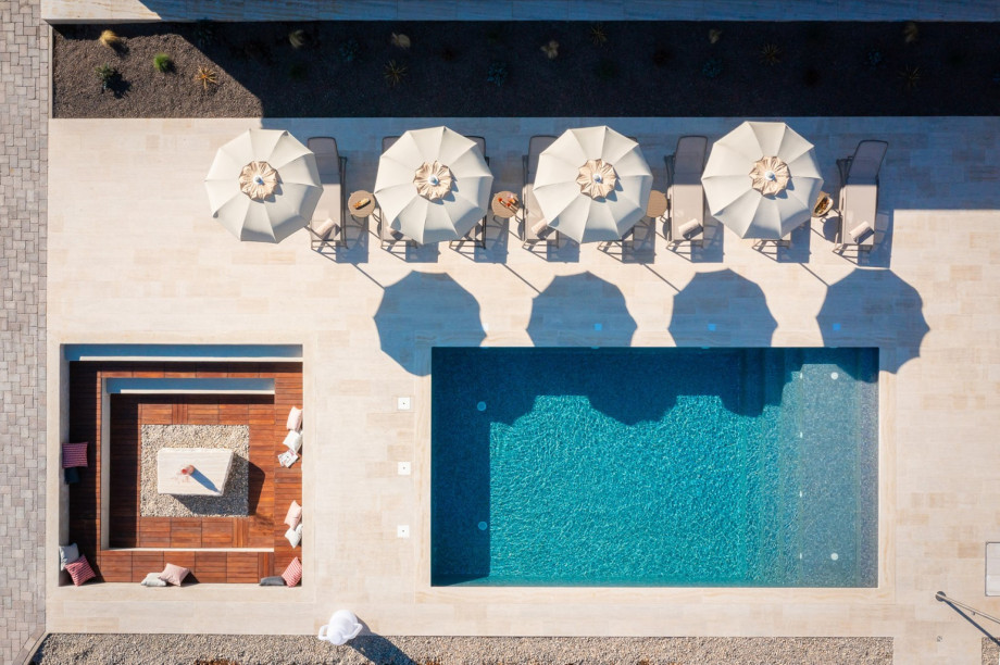 Sun deck offer 8 deck chairs, an outdoor shower, and the views from the pool area are spectacular