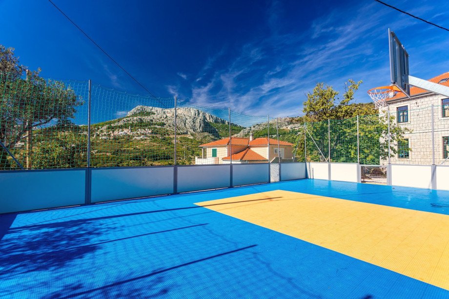 Spacious basketball field.